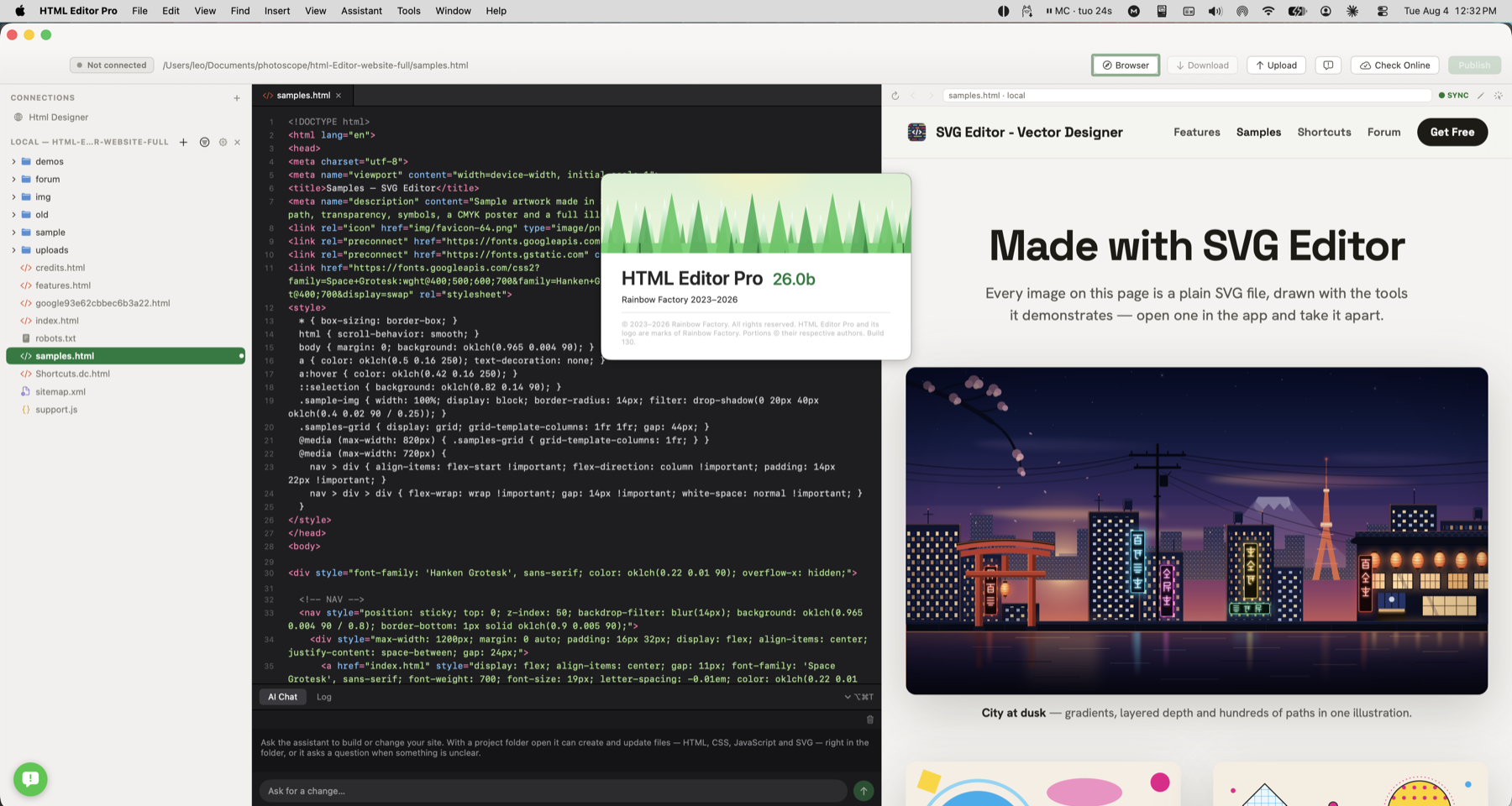 HTML Designer preview and editor layout