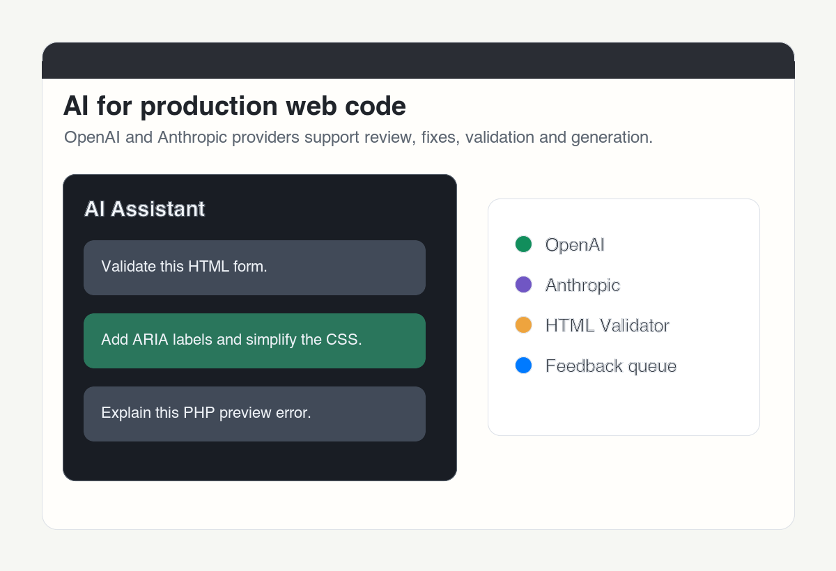 HTML Designer AI assistant and validator