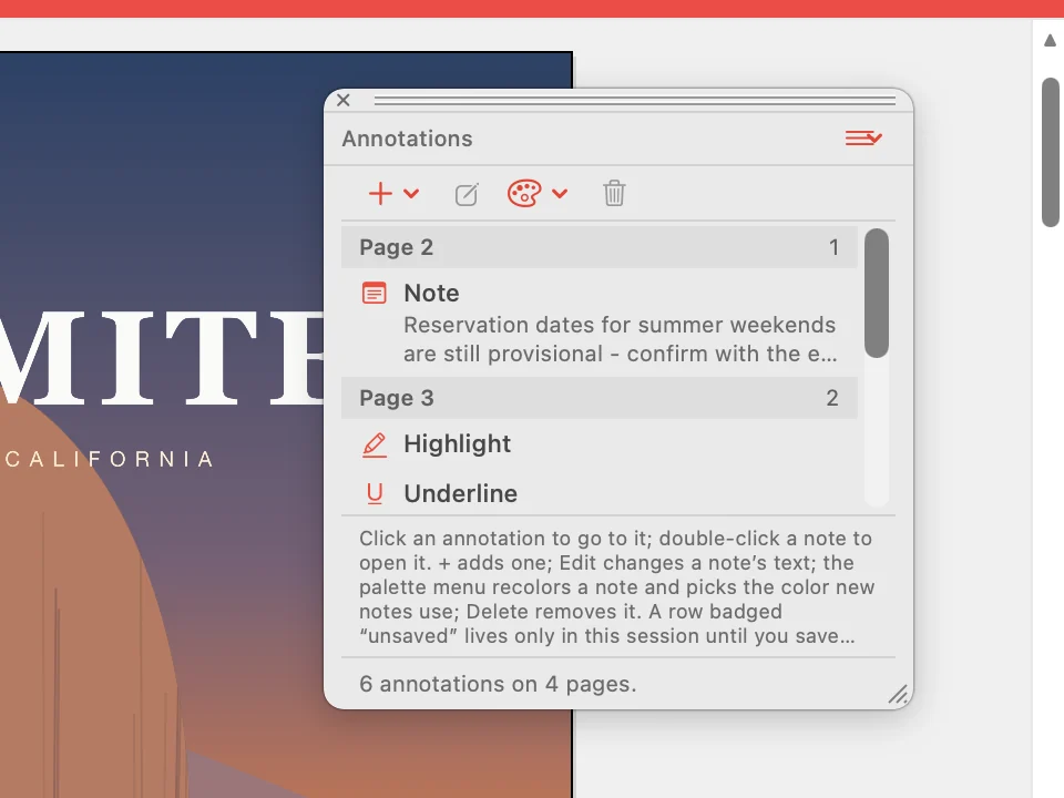 Annotations palette in use over an illustration