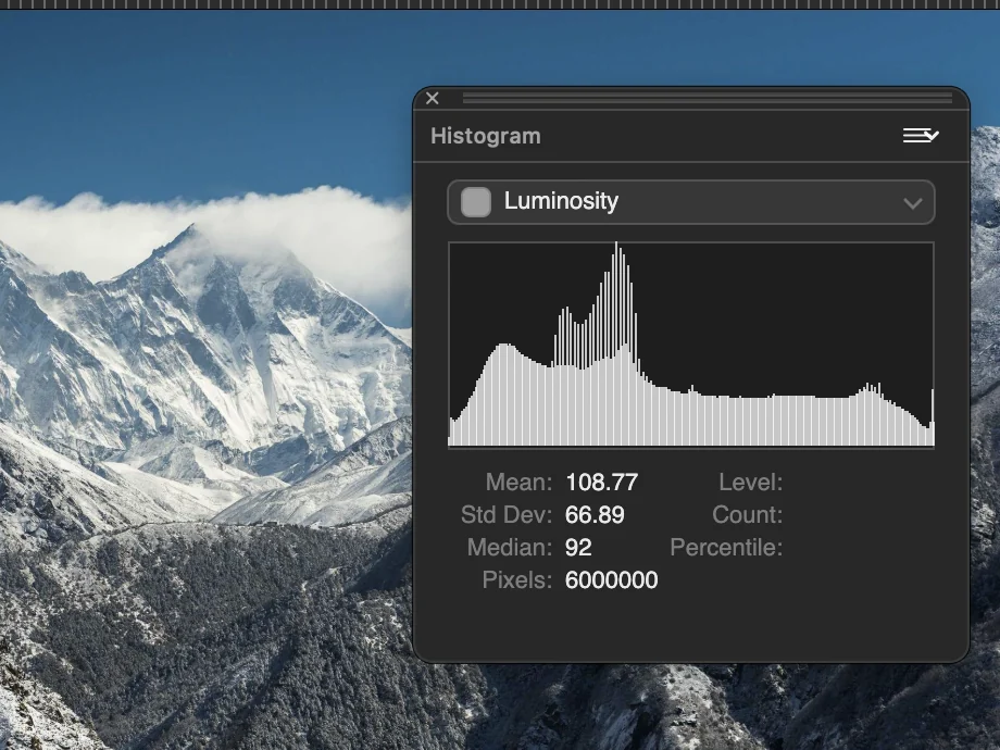 Histogram palette in use over an illustration
