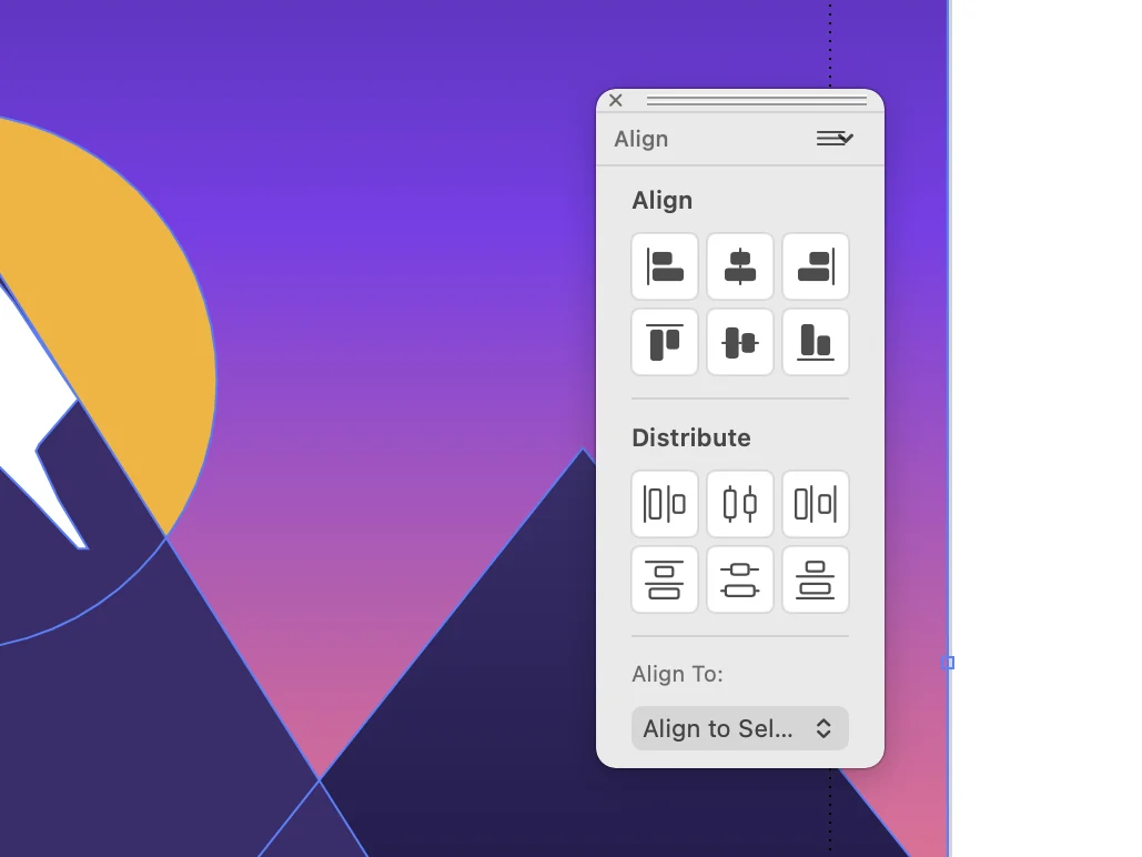 Align palette in use over an illustration
