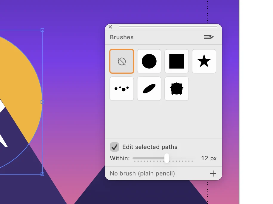 Brushes palette in use over an illustration