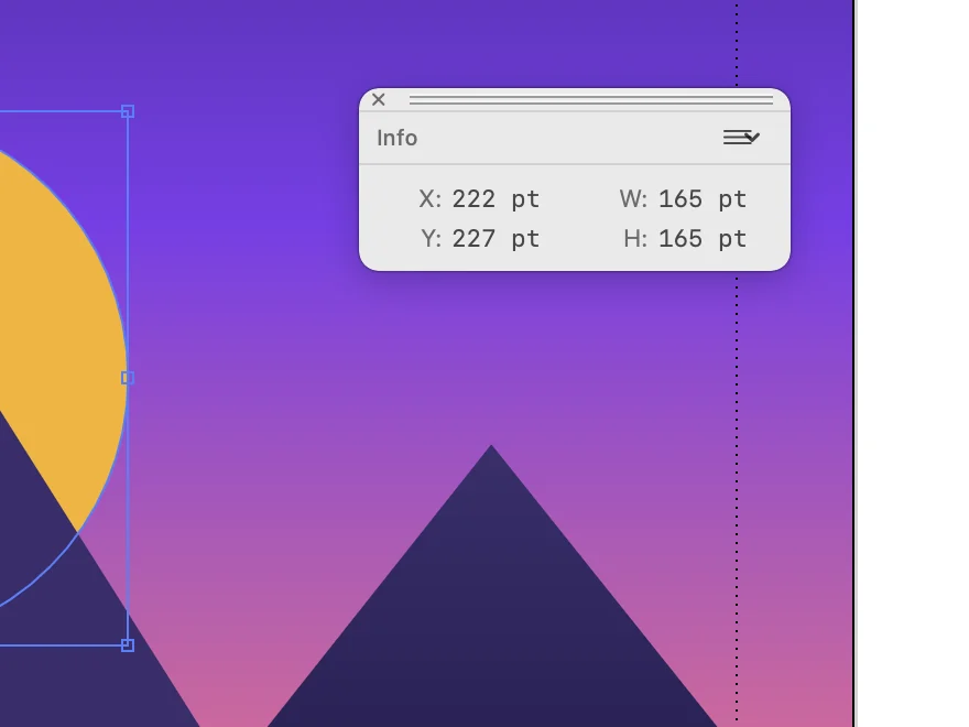 Info palette in use over an illustration