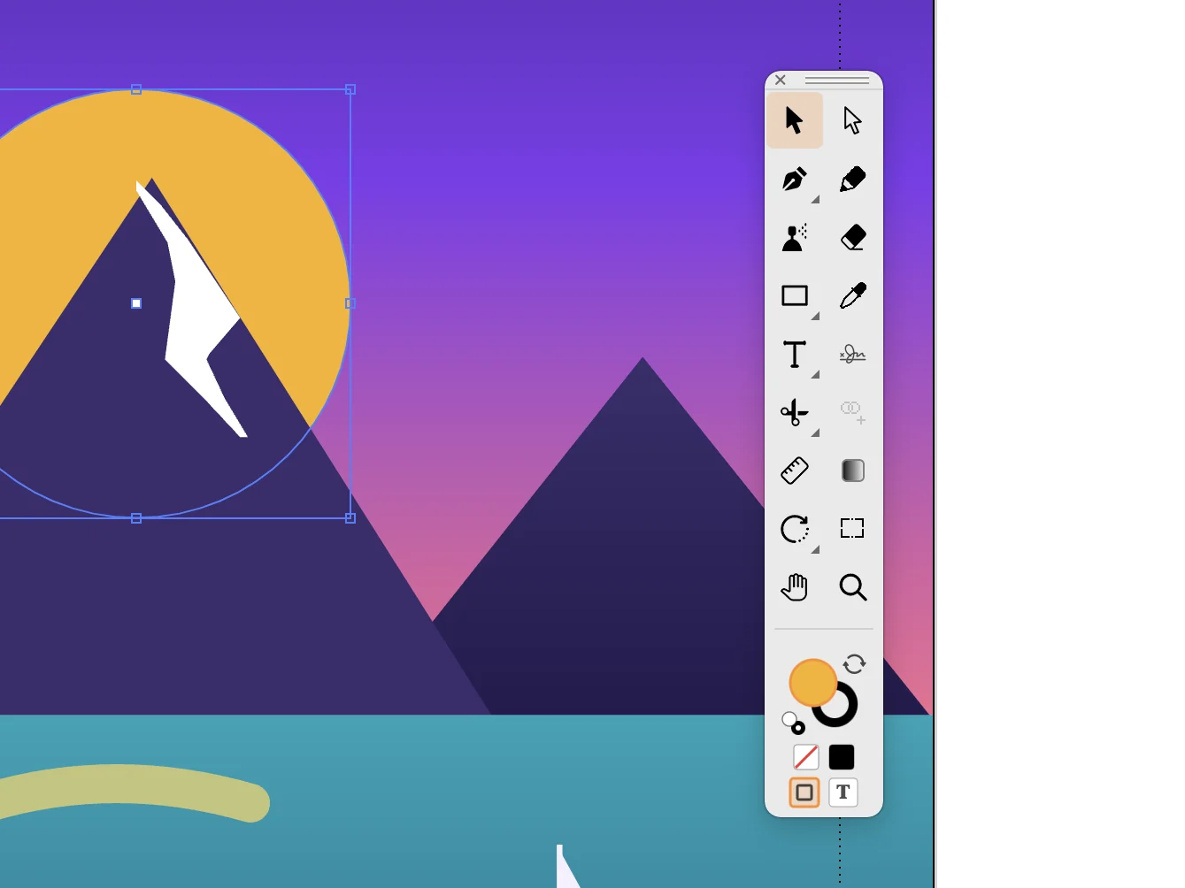 Toolbox palette in use over an illustration