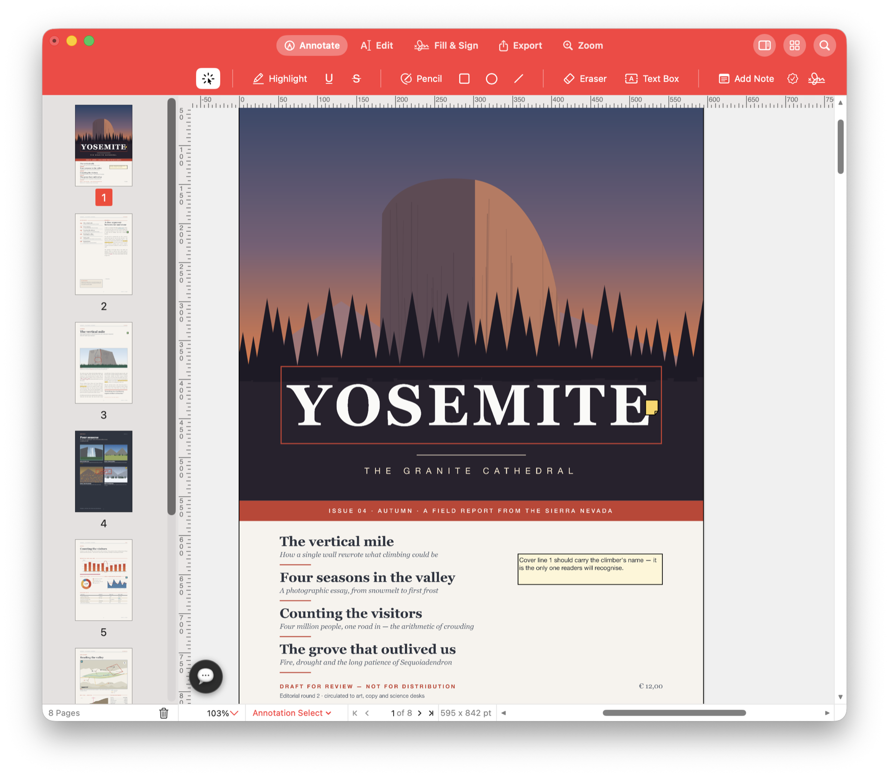 Pdf Editor document workspace with page thumbnails and a PDF open