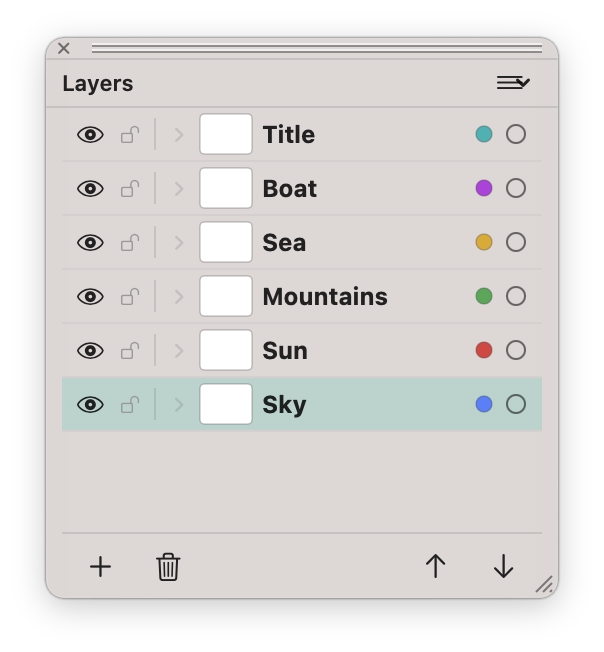 Existing Layers palette screenshot