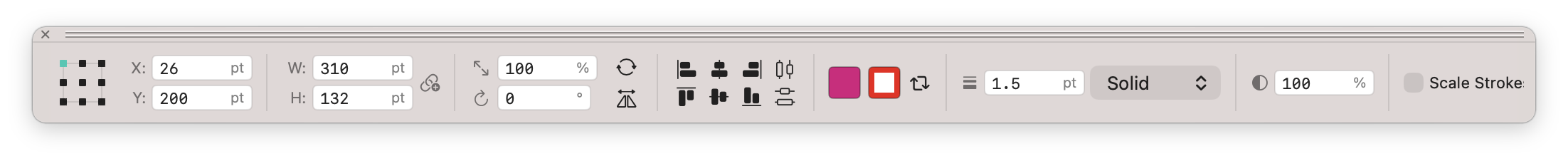 The Transform toolbar